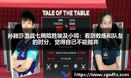 孙颖莎激战七局险胜埃及小将：看到教练和队友的时分，觉得自己不能抛弃